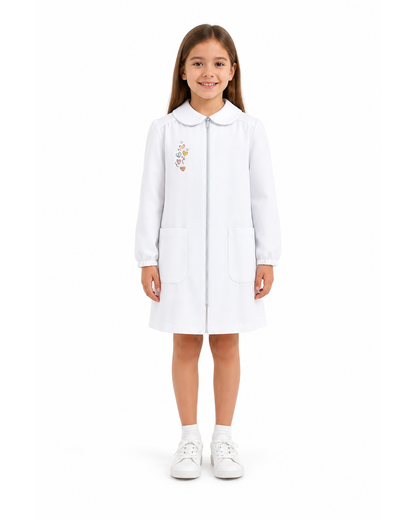 Grembiule asilo bambina con zip centrale Siggi made in Italy ricamo Cuori 4031