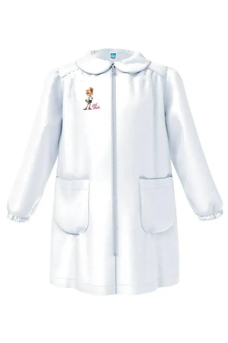 Grembiule asilo bambina con zip centrale Siggi made in Italy ricamo Girl Skate 4032