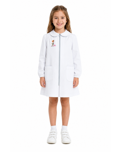 Grembiule asilo bambina con zip centrale Siggi made in Italy ricamo Girl Skate 4032