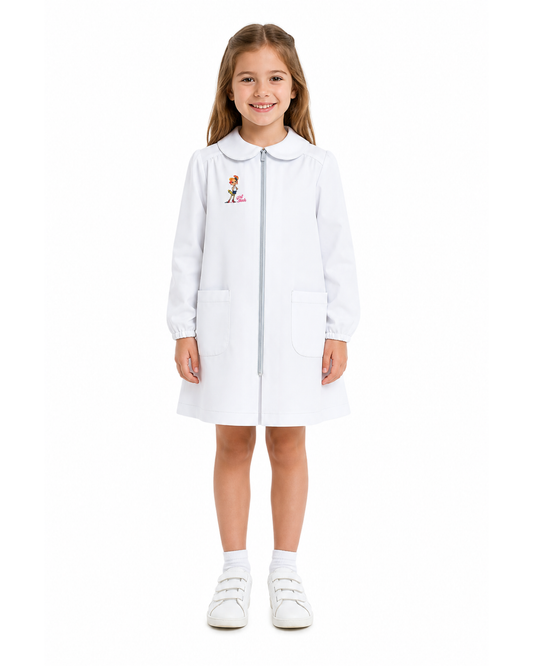 Grembiule asilo bambina con zip centrale Siggi made in Italy ricamo Girl Skate 4032