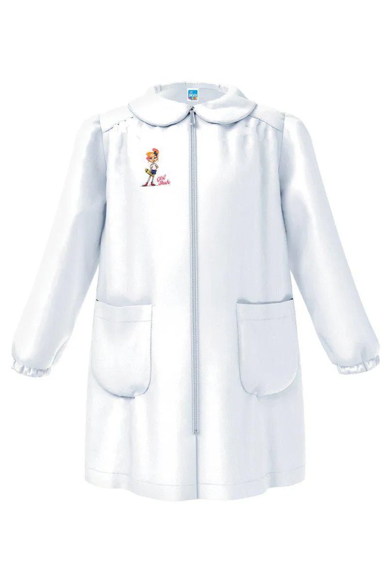 Grembiule asilo bambina con zip centrale Siggi made in Italy ricamo Girl Skate 4032