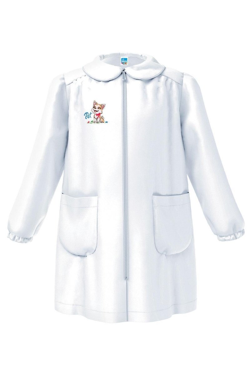 Grembiule asilo bambina con zip centrale Siggi made in Italy ricamo Pet 4178