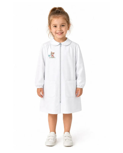 Grembiule asilo bambina con zip centrale Siggi made in Italy ricamo Pet 4178