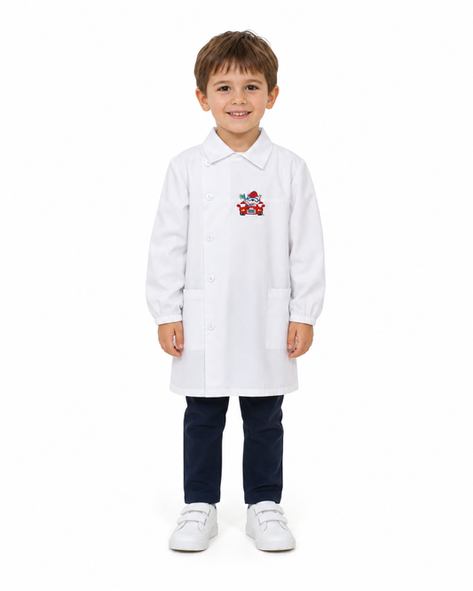 Grembiule asilo bambino con abbottonatura laterale Ambrosino ricamo Auto Q503