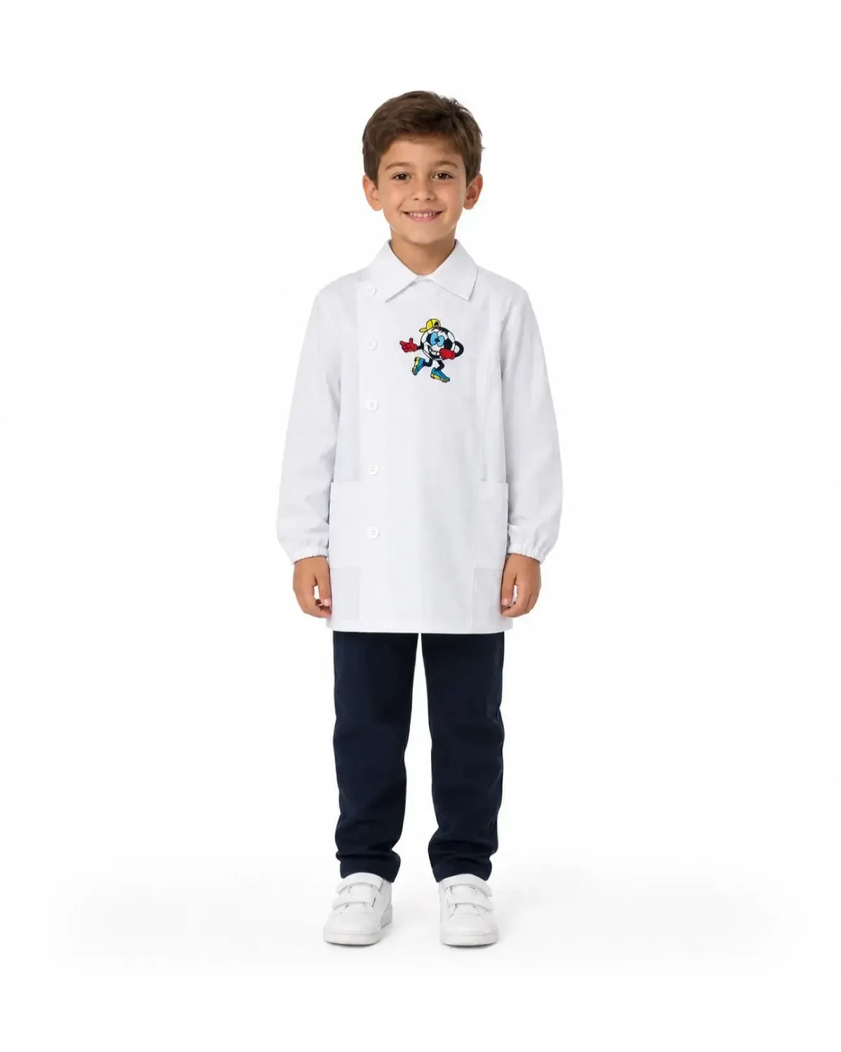 Grembiule asilo bambino con abbottonatura laterale Ambrosino ricamo Calcio R501