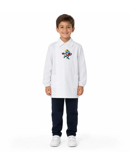 Grembiule asilo bambino con abbottonatura laterale Ambrosino ricamo Calcio R501