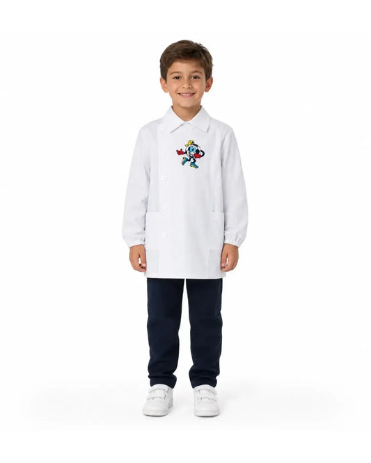 Grembiule asilo bambino con abbottonatura laterale Ambrosino ricamo Calcio R501