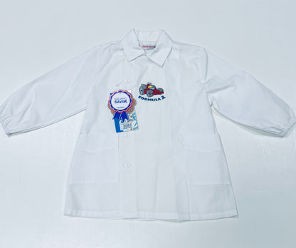 Grembiule asilo bambino con abbottonatura laterale Ambrosino ricamo Formula1 Q506