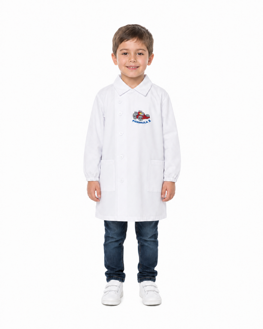 Grembiule asilo bambino con abbottonatura laterale Ambrosino ricamo Formula1 Q506