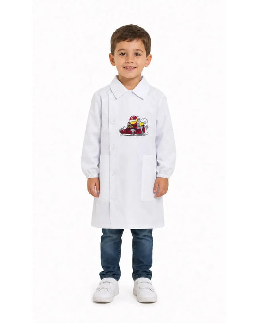 Grembiule asilo bambino con abbottonatura laterale Ambrosino ricamo Formula1 R506