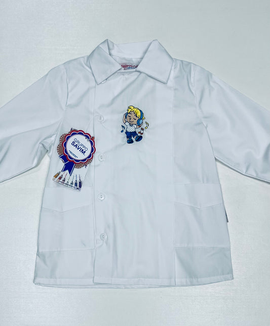 Grembiule asilo bambino con abbottonatura laterale Ambrosino ricamo Music R507