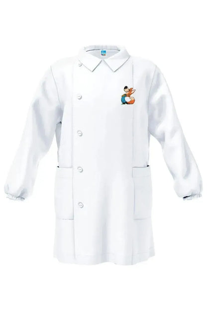 Grembiule asilo bianco bambino con abbottonatura laterale Siggi ricamo Volpe 4040