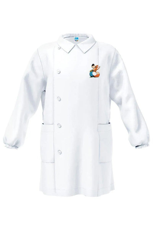 Grembiule asilo bianco bambino con abbottonatura laterale Siggi ricamo Volpe 4040