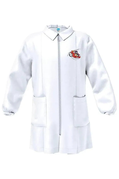 Grembiule asilo bianco bambino con zip Siggi ricamo Car 4193