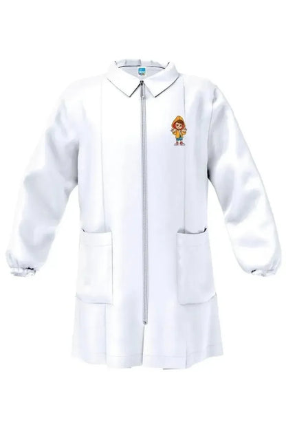 Grembiule asilo bianco bambino con zip Siggi ricamo Rap 4192