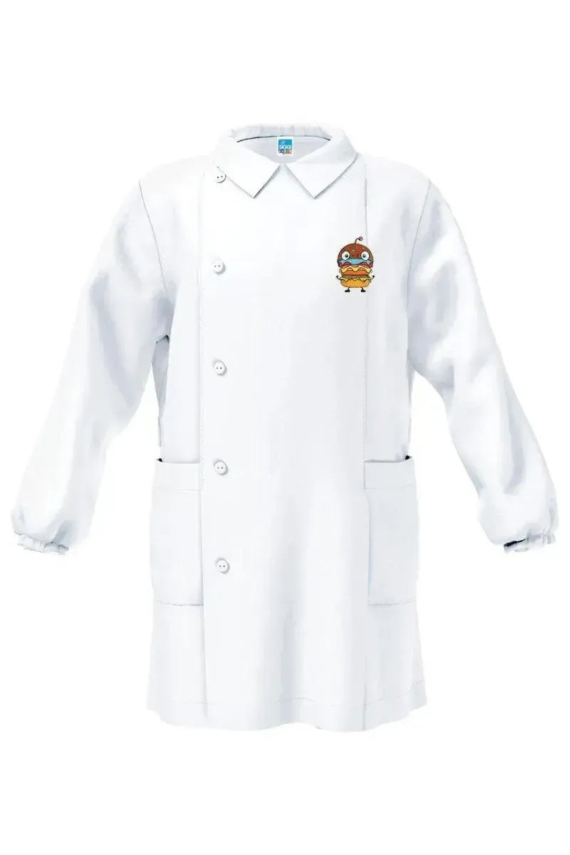 Grembiule bianco asilo bambino con abbottonatura laterale Siggi ricamo Hamburger 4183