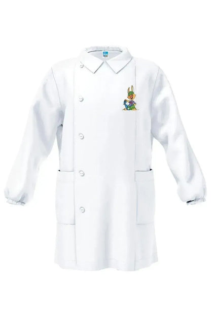 Grembiule bianco asilo bambino con abbottonatura laterale Siggi ricamo Skate 4186