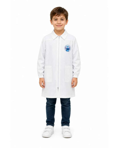 Grembiule bianco asilo bambino con zip centrale Stitch Disney G407ZIPA26