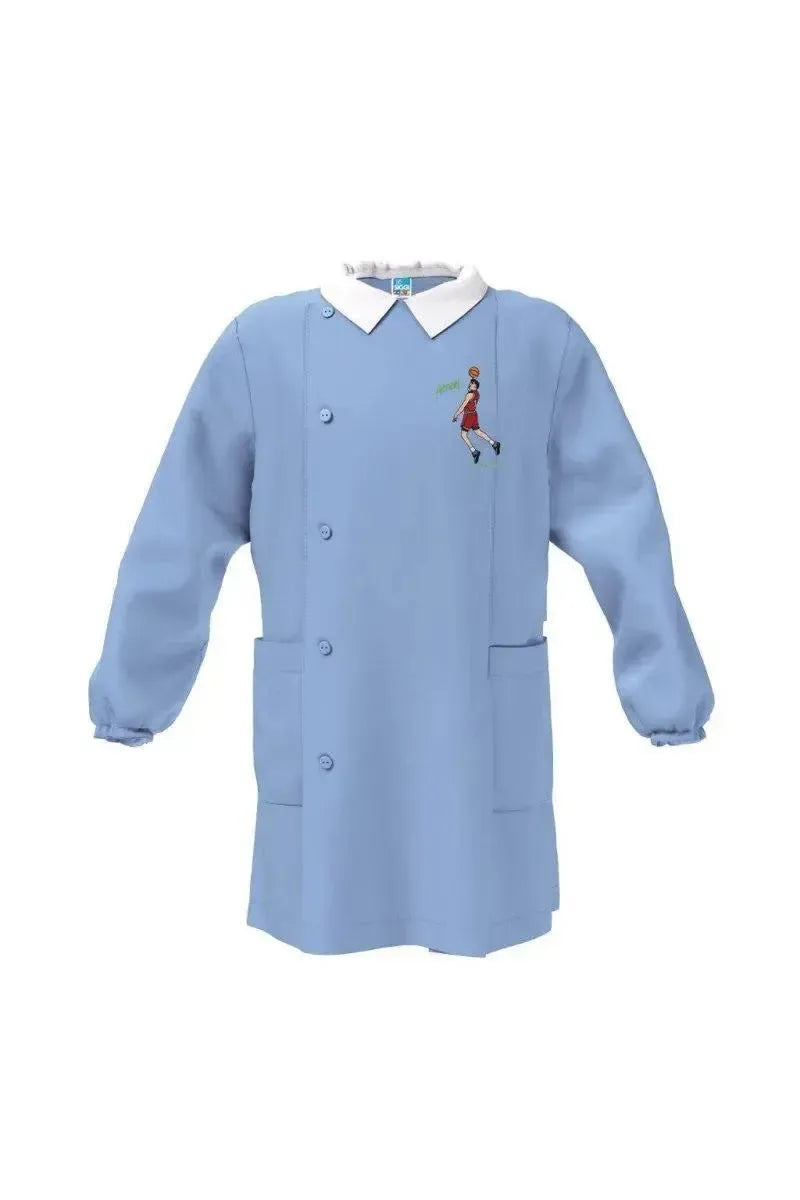 Grembiule celeste scuola elementare bambino Siggi Made in Italy ricamo Basket 3785