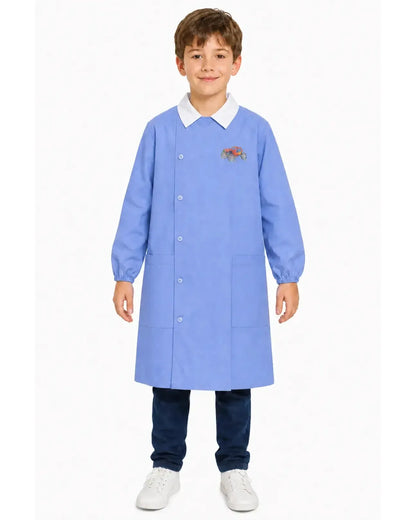 Grembiule celeste scuola elementare bambino Siggi Made in Italy ricamo Quad 3784