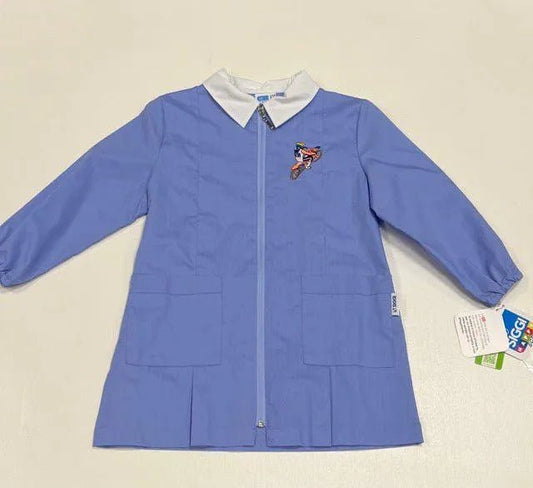 Grembiule con zip scuola elementare celeste bambino Siggi Made in Italy ricamo Motocross 3938