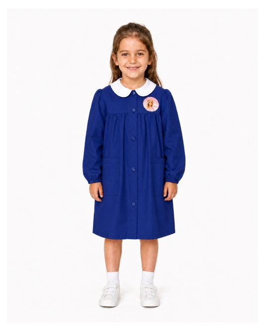 Grembiule scuola elementare Blu bambina Disney ricamo Barbie Made in Italy G201