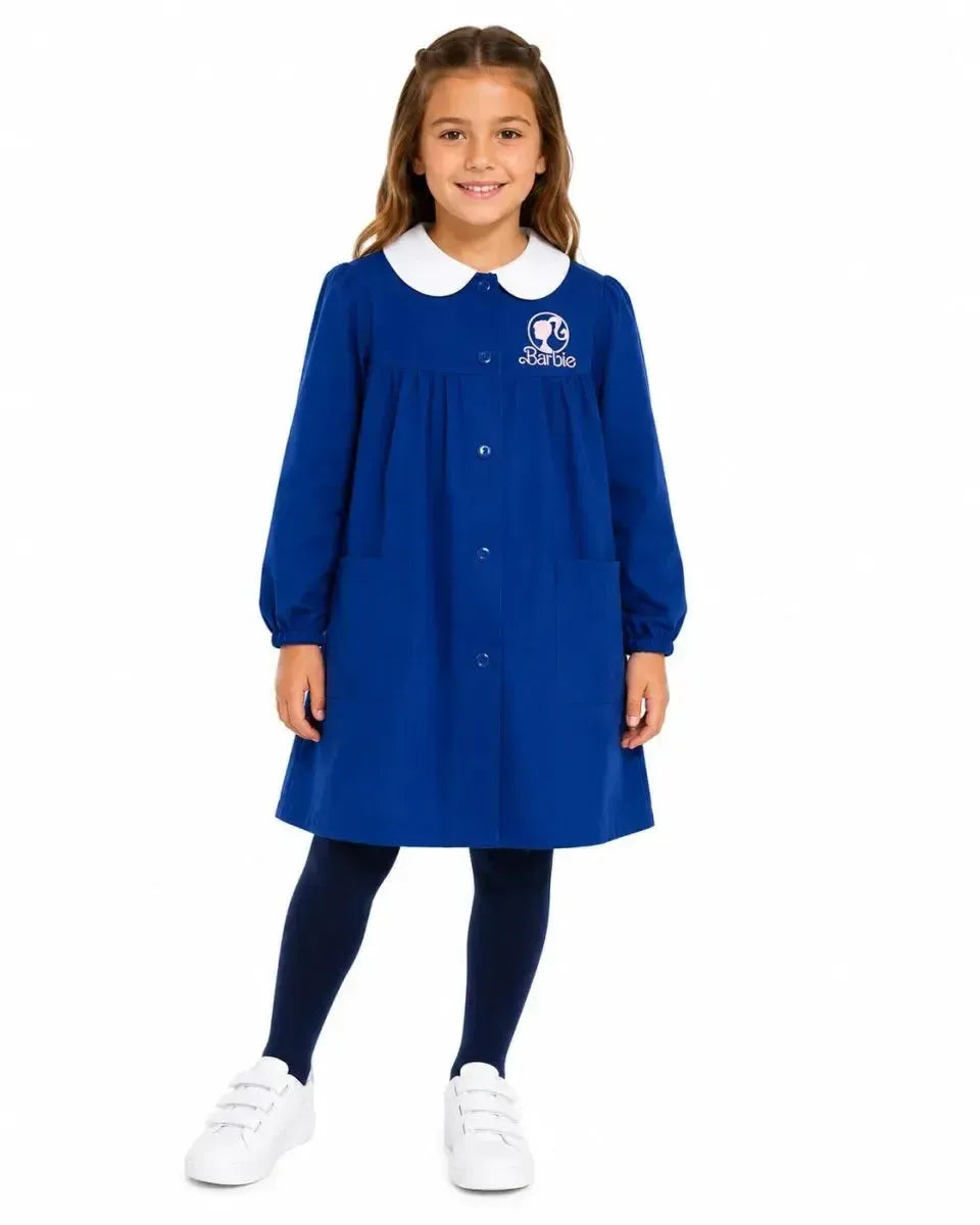Grembiule scuola elementare Blu bambina Disney ricamo Barbie Made in Italy G201