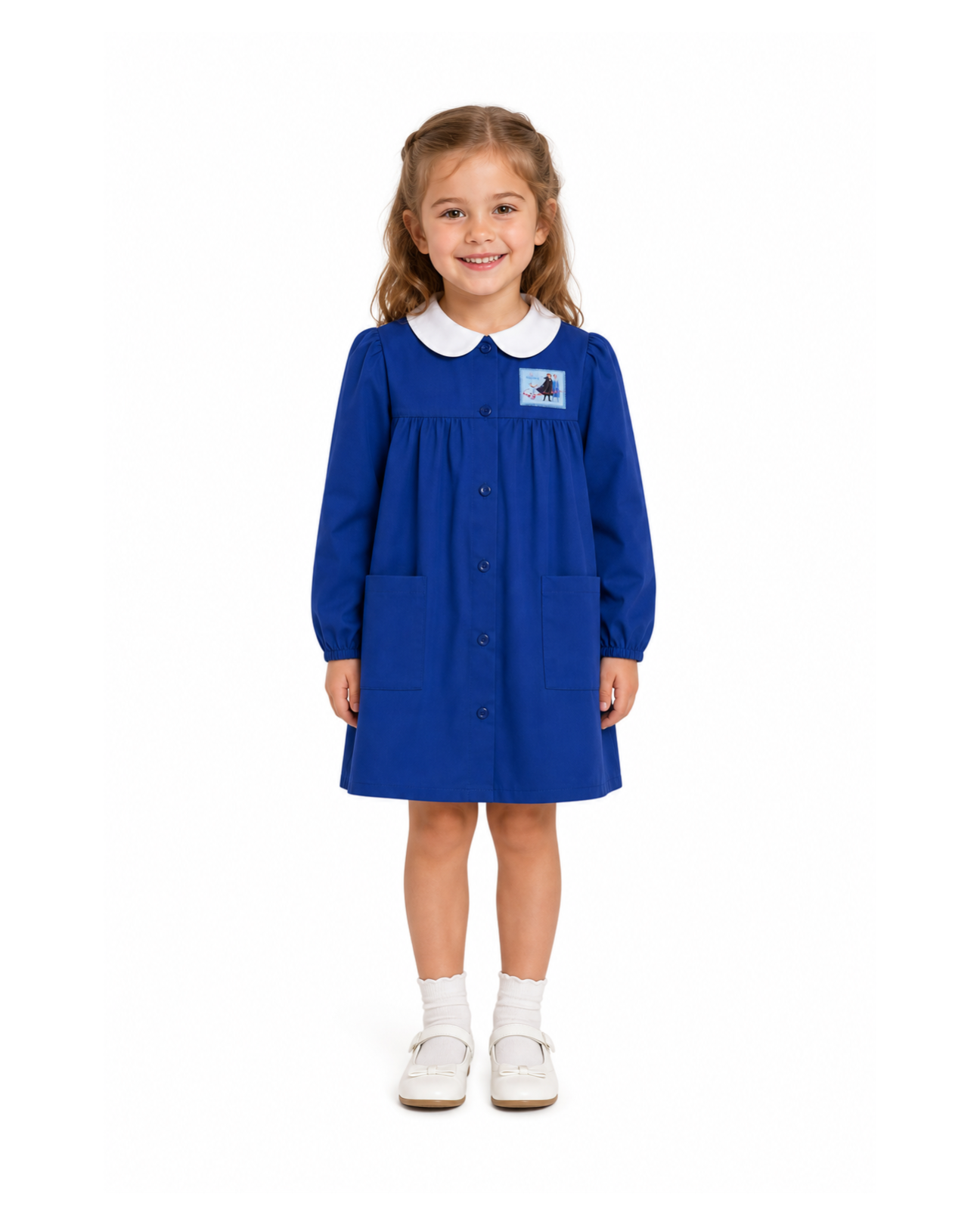 Grembiule scuola elementare Blu bambina Disney ricamo Frozen Made in Italy G202