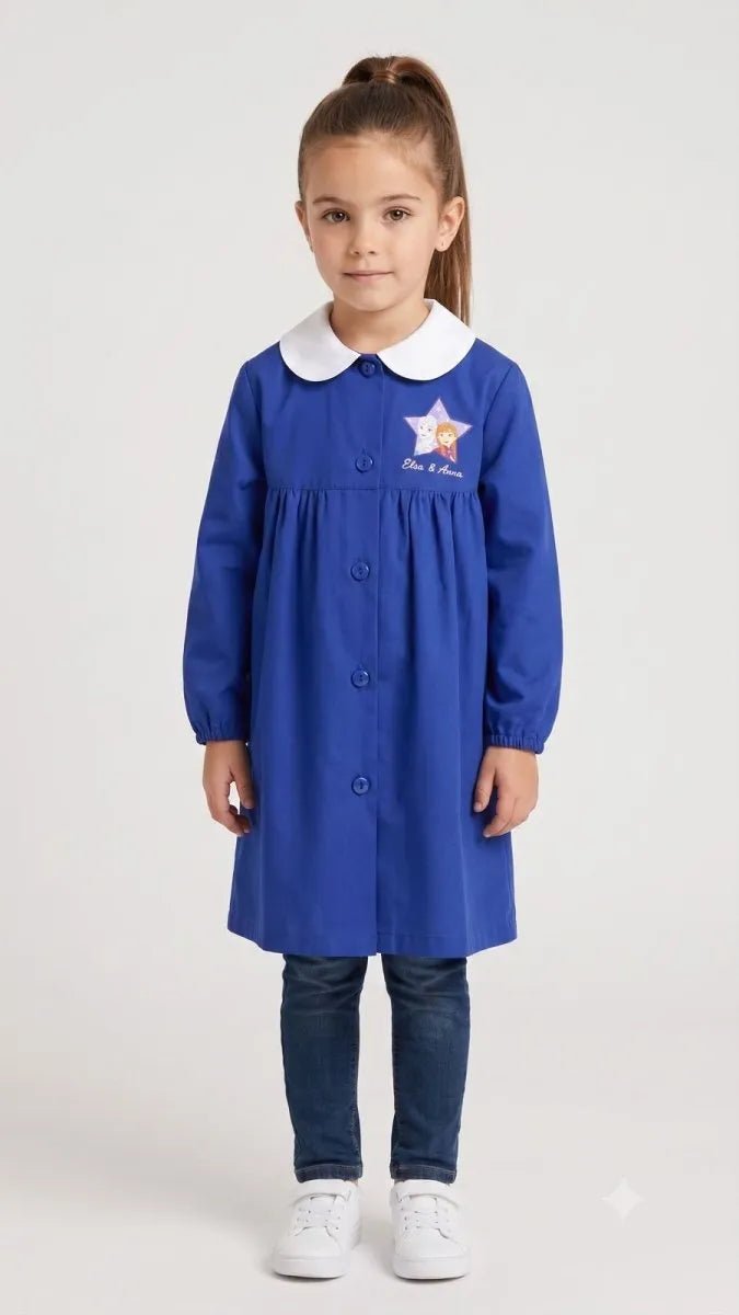 Grembiule scuola elementare Blu bambina Disney ricamo Frozen Made in Italy G202A26