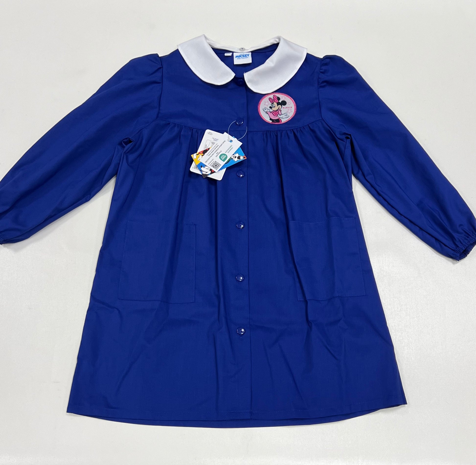 Grembiule scuola elementare Blu bambina Disney ricamo Minnie Made in Italy G204