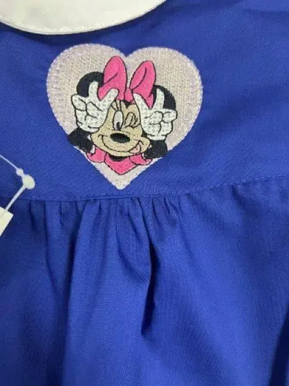 Grembiule scuola elementare Blu bambina Disney ricamo Minnie Made in Italy G204