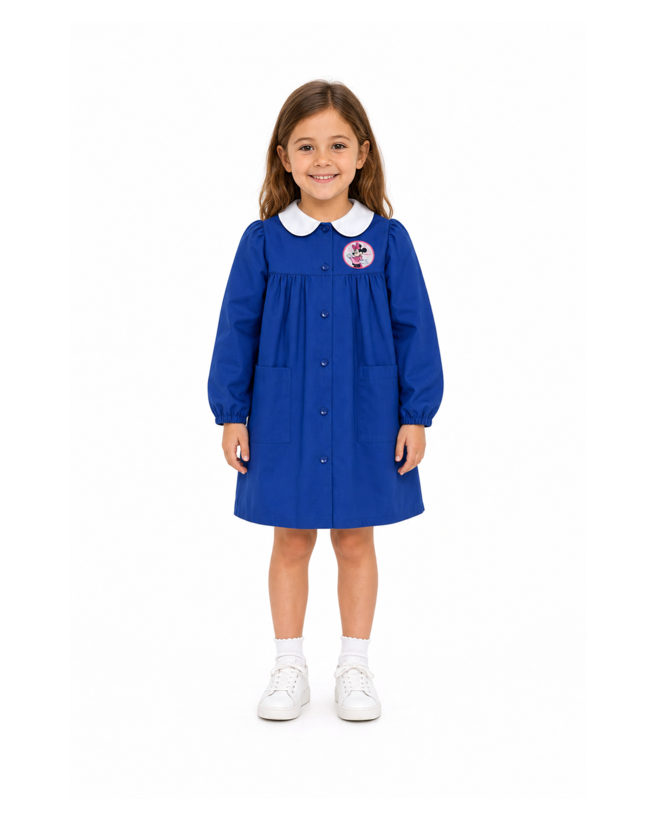 Grembiule scuola elementare Blu bambina Disney ricamo Minnie Made in Italy G204