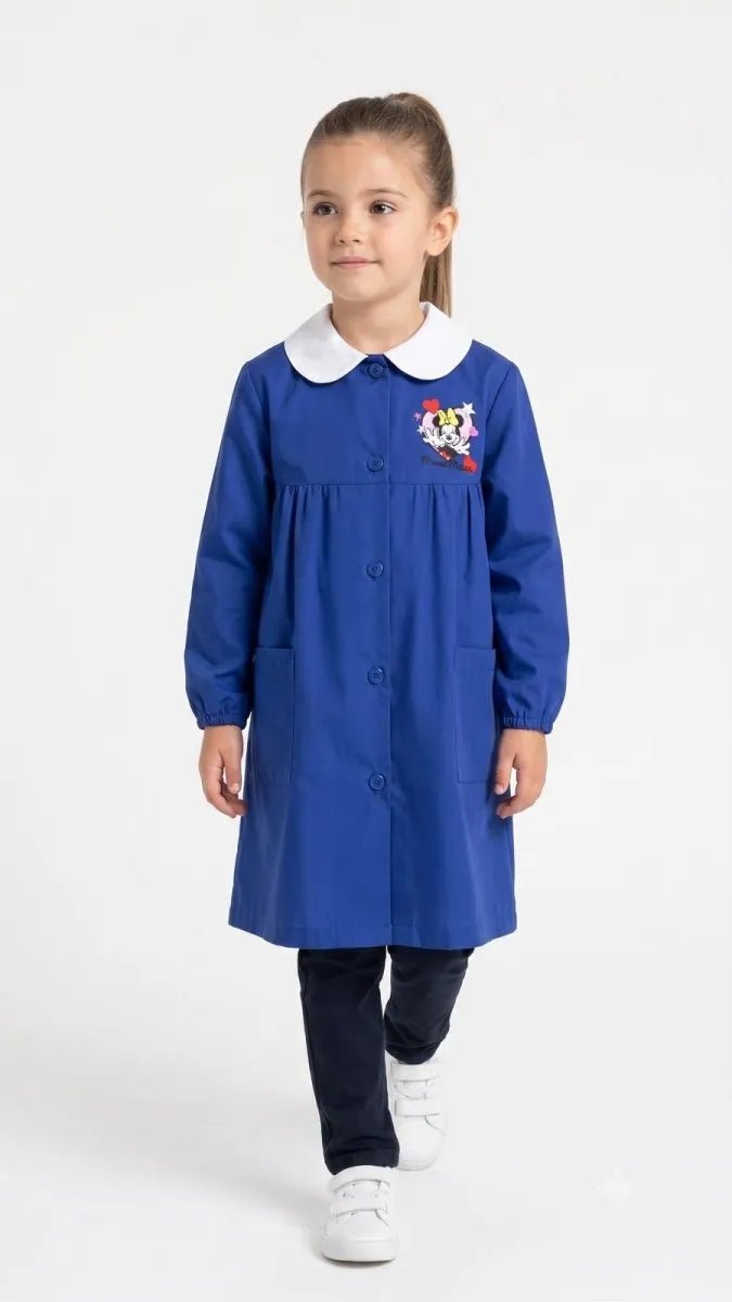 Grembiule scuola elementare Blu bambina Disney ricamo Minnie Mouse Made in Italy G201A26