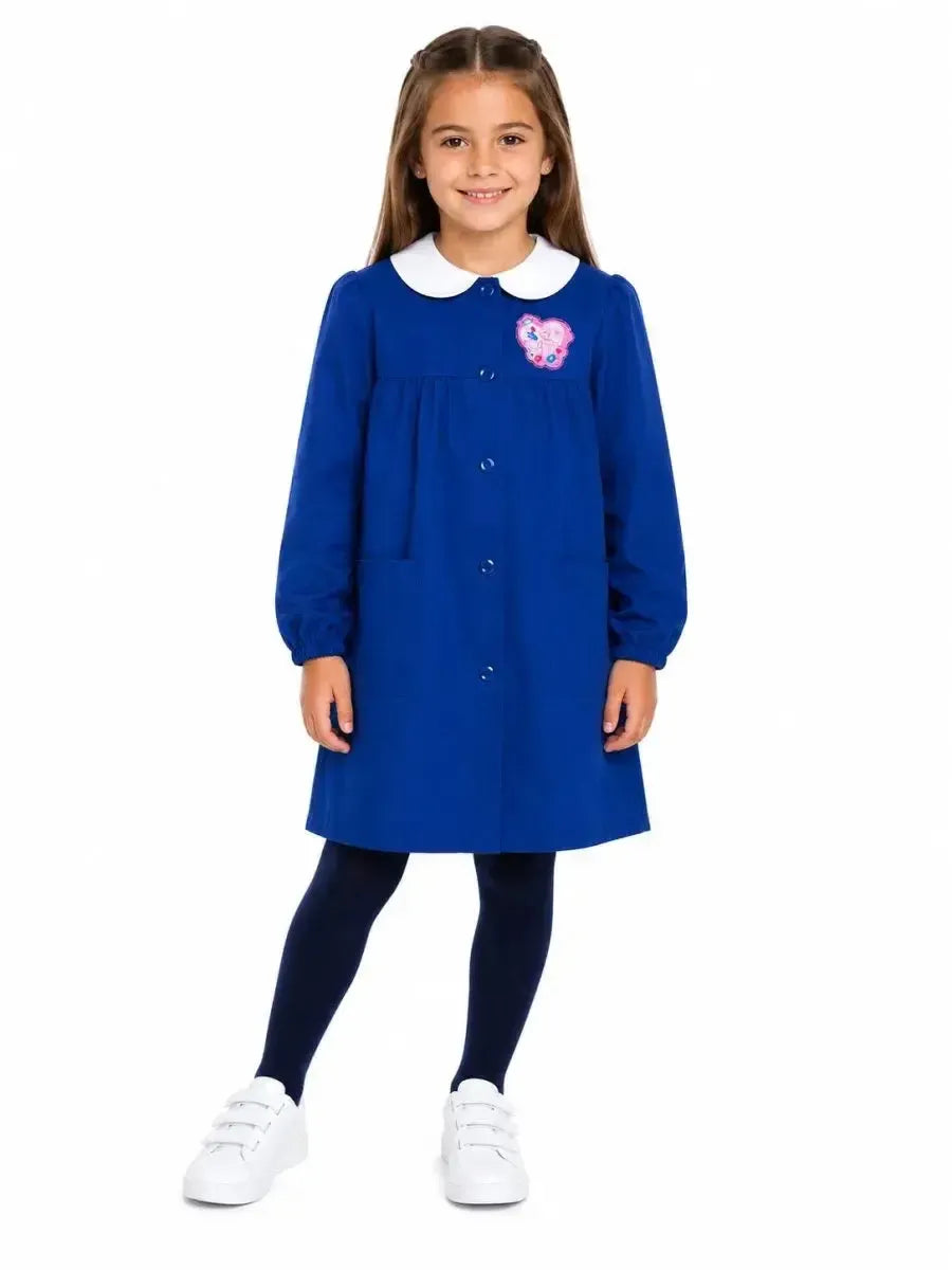 Grembiule scuola elementare Blu bambina Disney ricamo Principesse Made in Italy G203