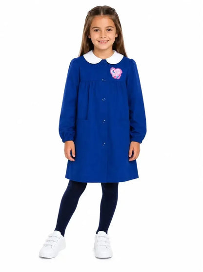 Grembiule scuola elementare Blu bambina Disney ricamo Principesse Made in Italy G203
