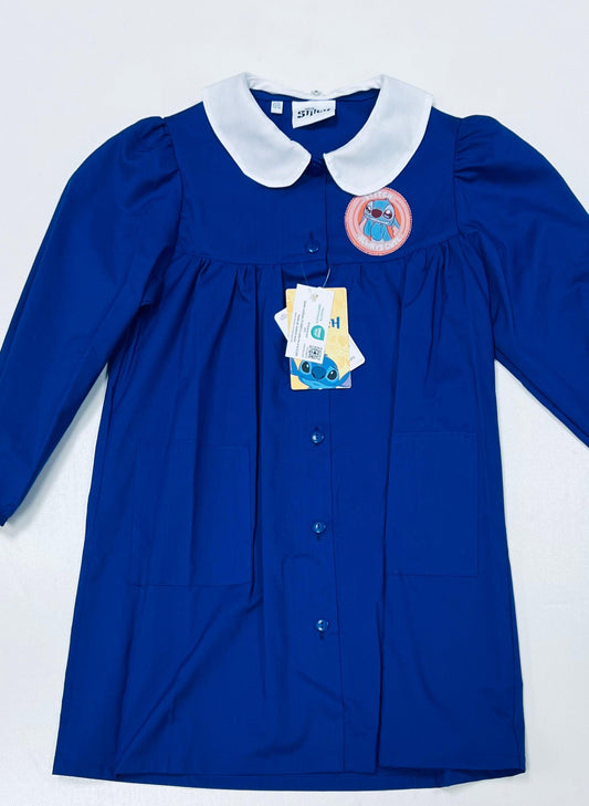 Grembiule scuola elementare Blu bambina Disney ricamo Stitch Made in Italy G205