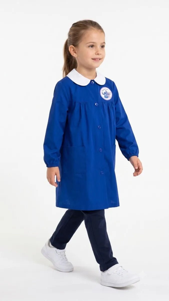 Grembiule scuola elementare Blu bambina Disney ricamo Stitch Made in Italy G205A26