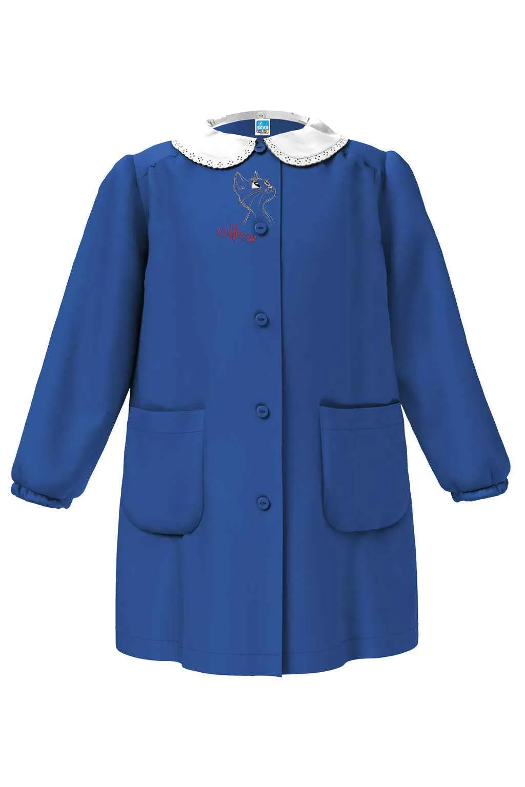 Grembiule scuola elementare Blu bambina Siggi Made in Italy ricamo Gattino 4369