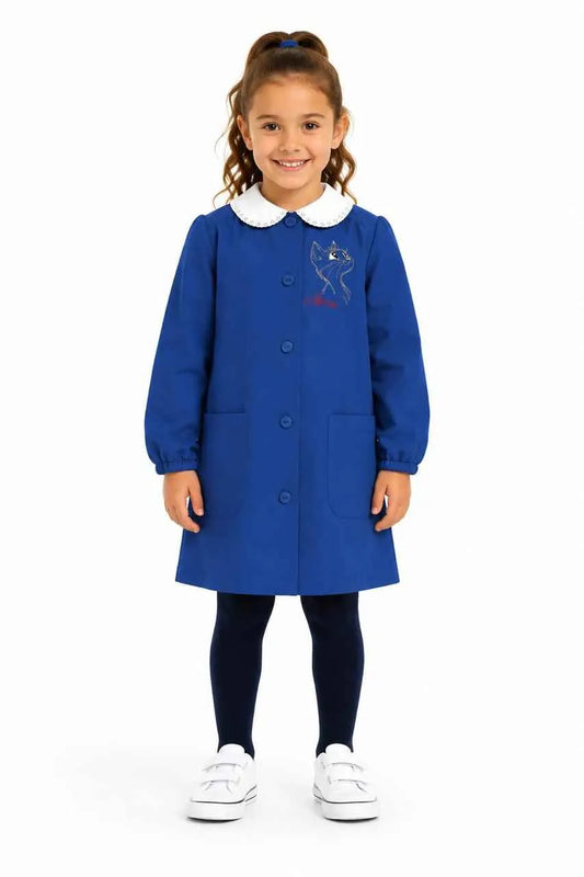 Grembiule scuola elementare Blu bambina Siggi Made in Italy ricamo Gattino 4369