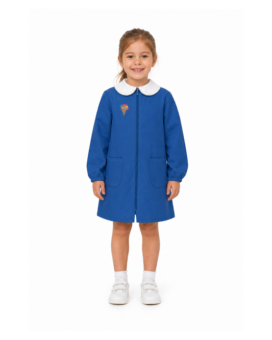 Grembiule scuola elementare Blu bambina Siggi Made in Italy ricamo Gelato con zip 4073