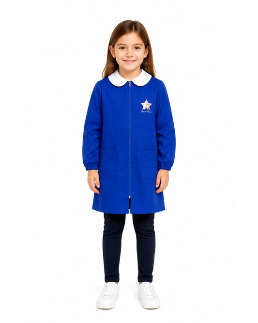 Grembiule scuola elementare Blu bambina con zip Disney ricamo Frozen Made in Italy G202ZIPA26