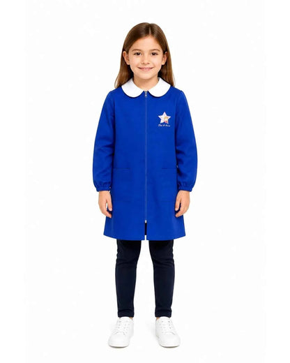 Grembiule scuola elementare Blu bambina con zip Disney ricamo Frozen Made in Italy G202ZIPA26