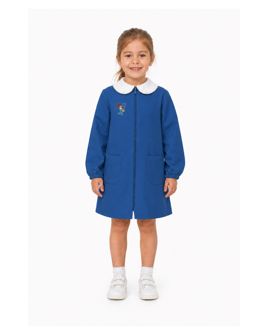 Grembiule scuola elementare Blu bambina con zip Siggi Made in Italy ricamo Tennis 4219