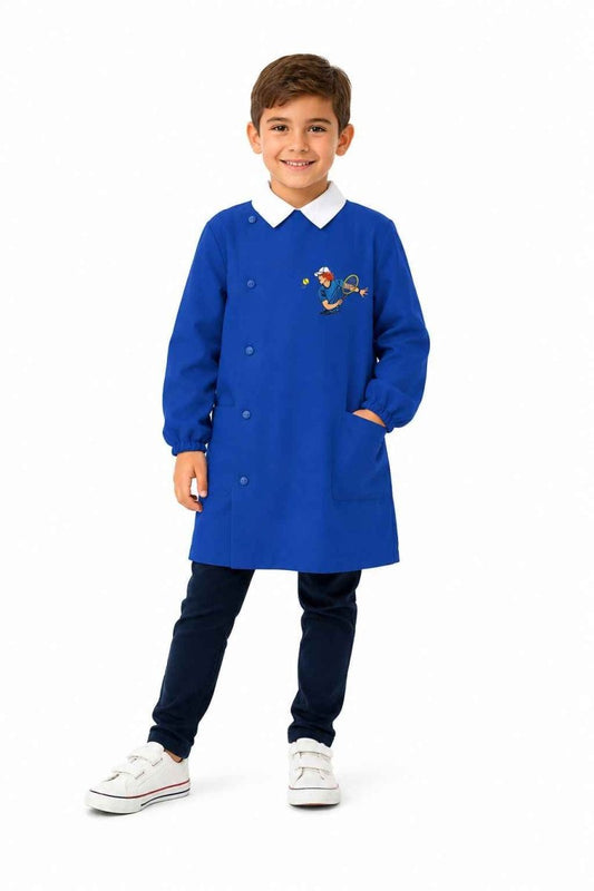 Grembiule scuola elementare Blu bambino Siggi Made in Italy ricamo Tennis Green 4406