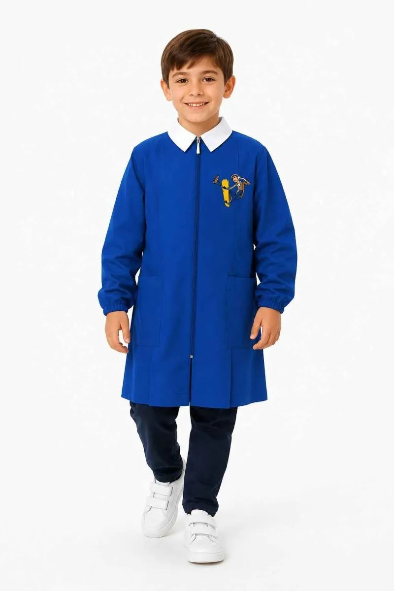 Grembiule scuola elementare Blu con zip bambino Siggi Made in Italy ricamo Skate 4399