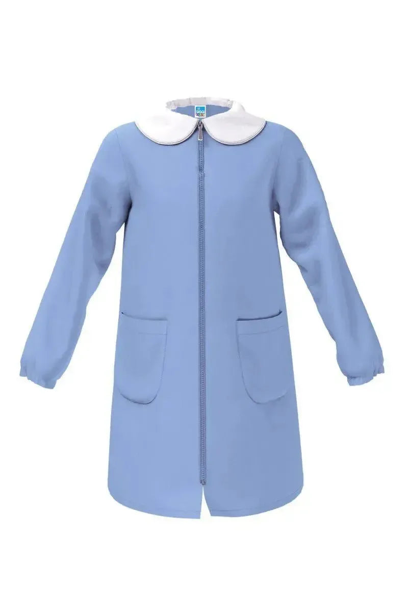 Grembiule scuola elementare Celeste bambina con zip Siggi Made in Italy senza ricamo 1969