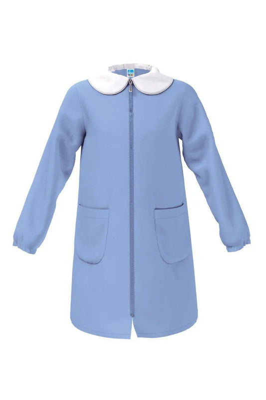 Grembiule scuola elementare Celeste bambina con zip Siggi Made in Italy senza ricamo 1969