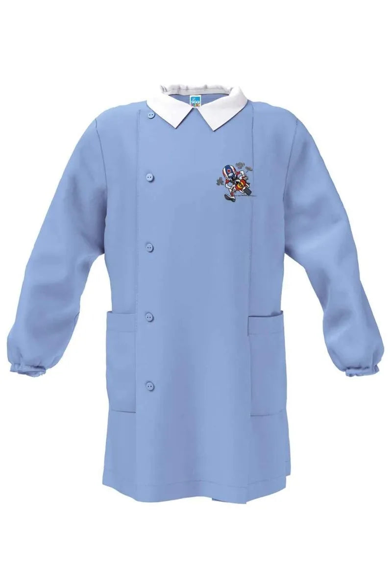 Grembiule scuola elementare Celeste bambino Siggi Made in Italy ricamo Moto 4388