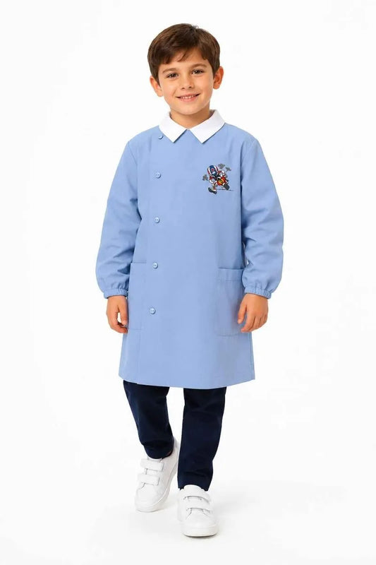 Grembiule scuola elementare Celeste bambino Siggi Made in Italy ricamo Moto 4388