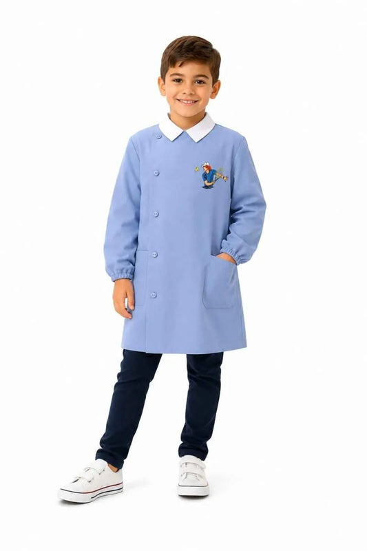 Grembiule scuola elementare Celeste bambino Siggi Made in Italy ricamo Tennis Green 4406